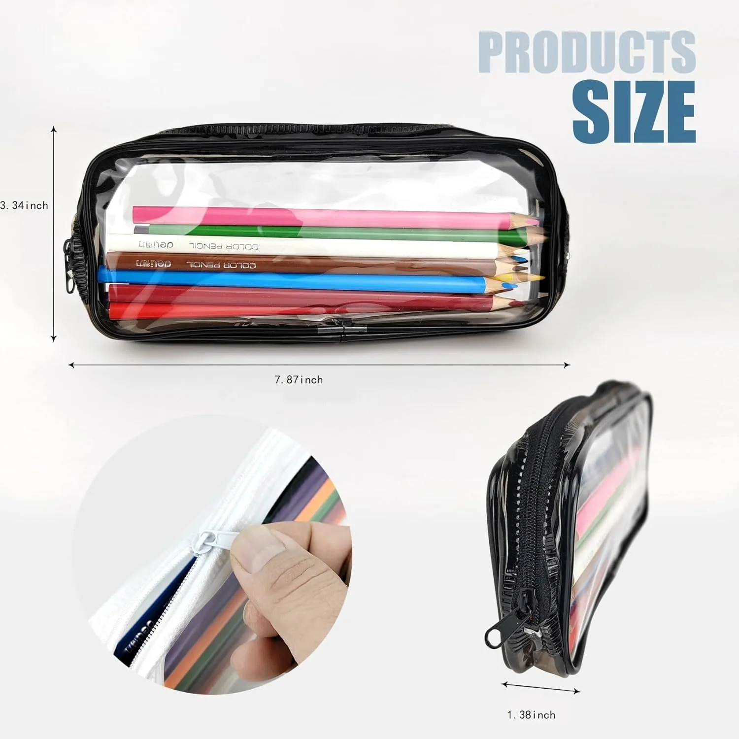1Pcs Clear Makeup Bag, Zipper Pencil Bag, Toiletry Organizer, Plastic Pouches, Clear Zipper Pouches, Suitable forTravel, Home and Office (1, White)