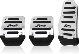 3 PCS Car Brake Pedal Cover, Anti-rubbing Metal Manual Vehicle Clutch Pedal Kits, Universal Automotive Accelerator Pedal Decorative Cover Accessories for Most Truck SUV Car (Silver)