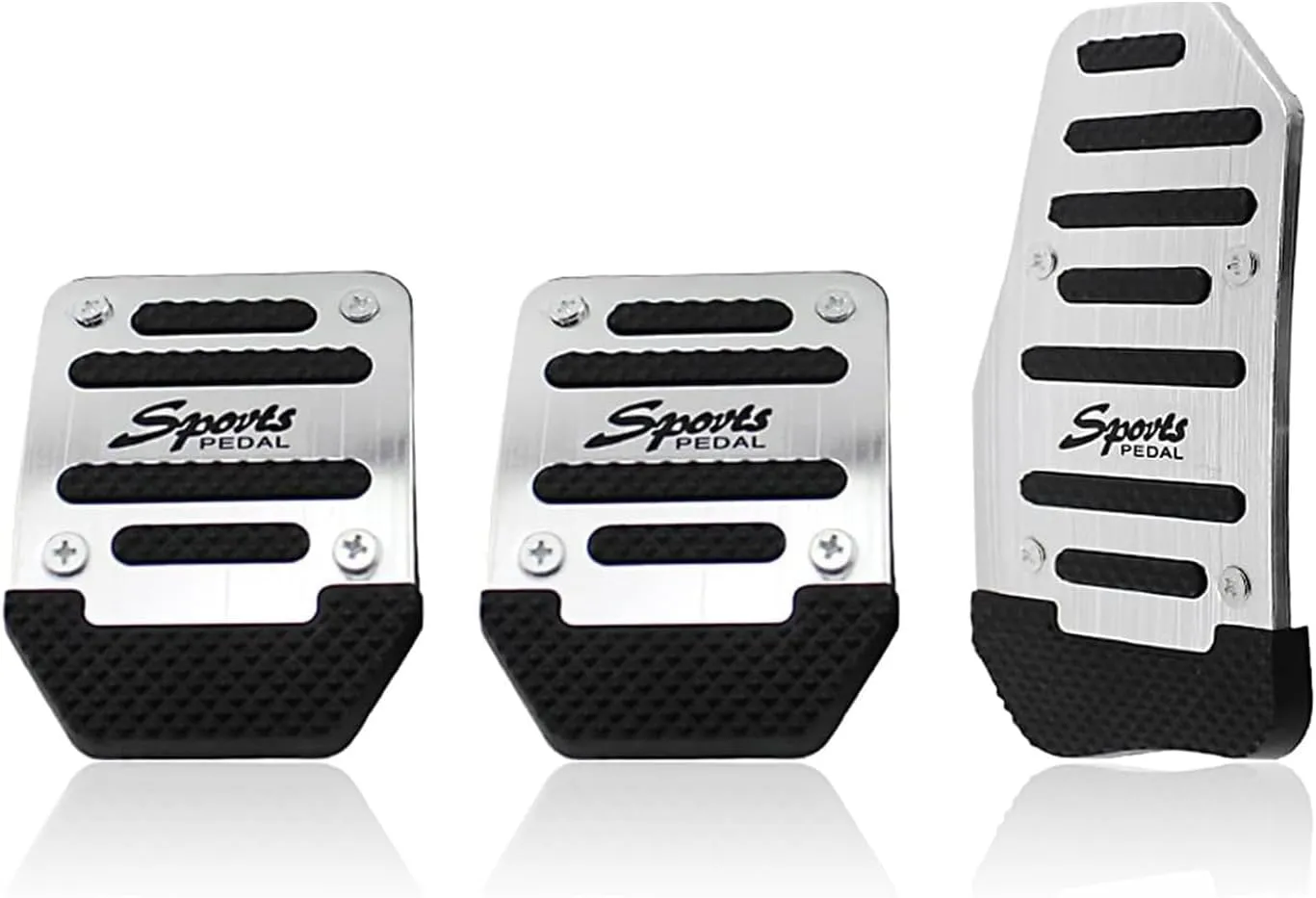 3 PCS Car Brake Pedal Cover, Anti-rubbing Metal Manual Vehicle Clutch Pedal Kits, Universal Automotive Accelerator Pedal Decorative Cover Accessories for Most Truck SUV Car (Silver)