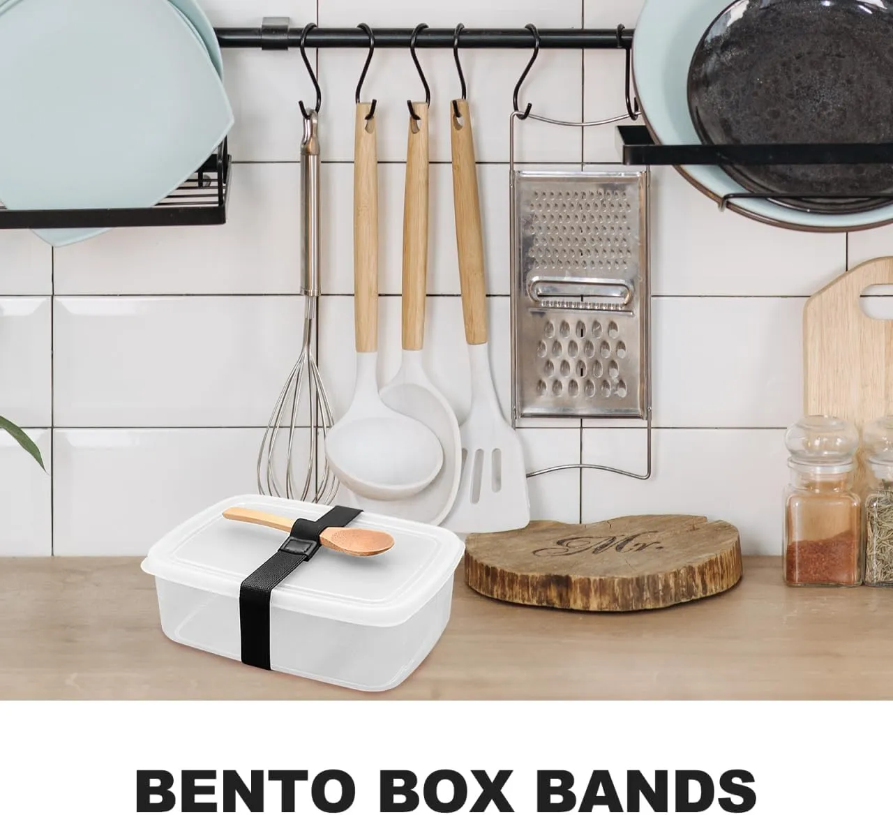 6Pcs Black Elastic Straps Adjustable Lunch Box Bands for Fixing Bento Containers Ideal for Picnic and Travel