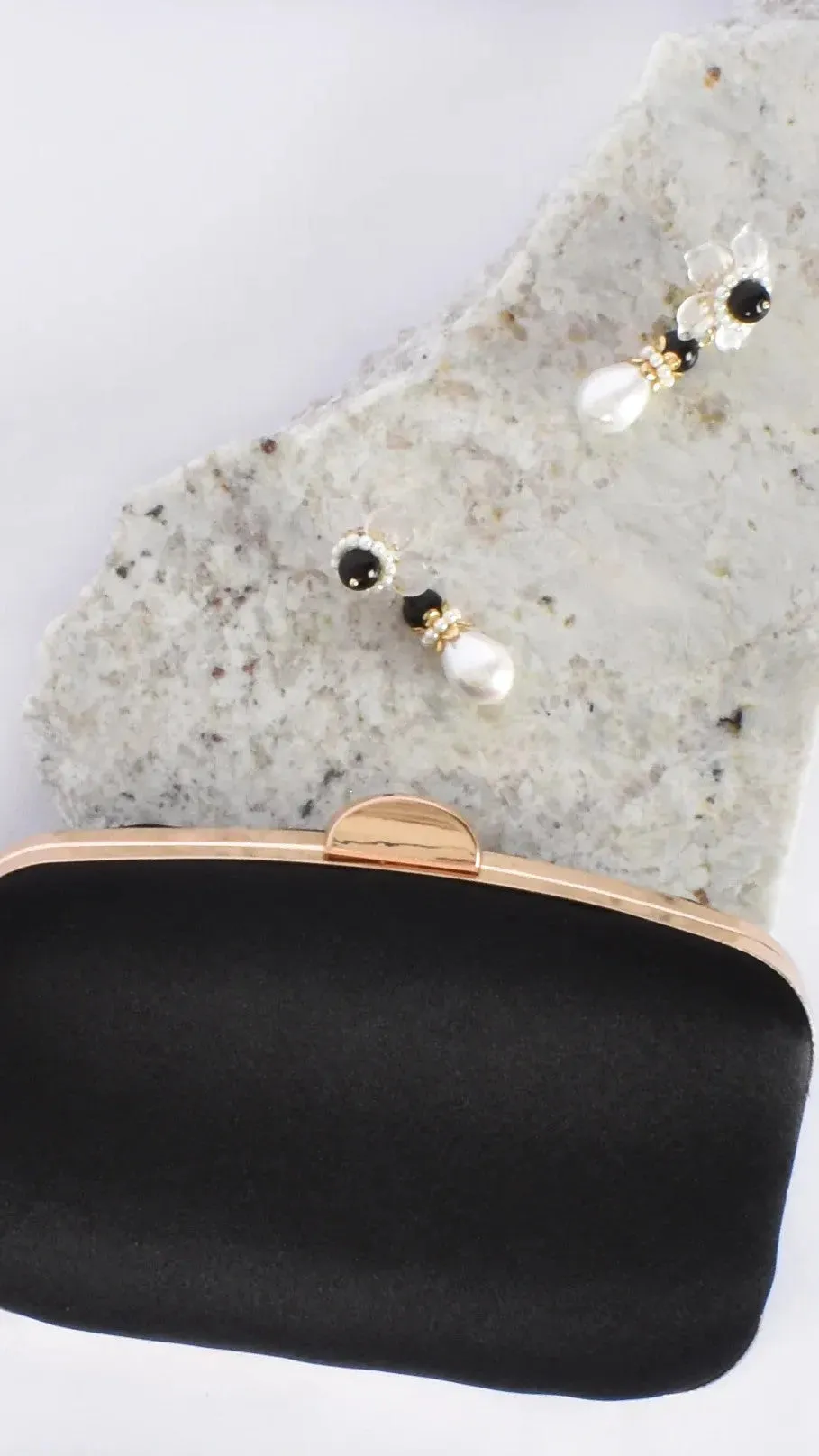 Adorne Alayna Satin Structured Clutch Black