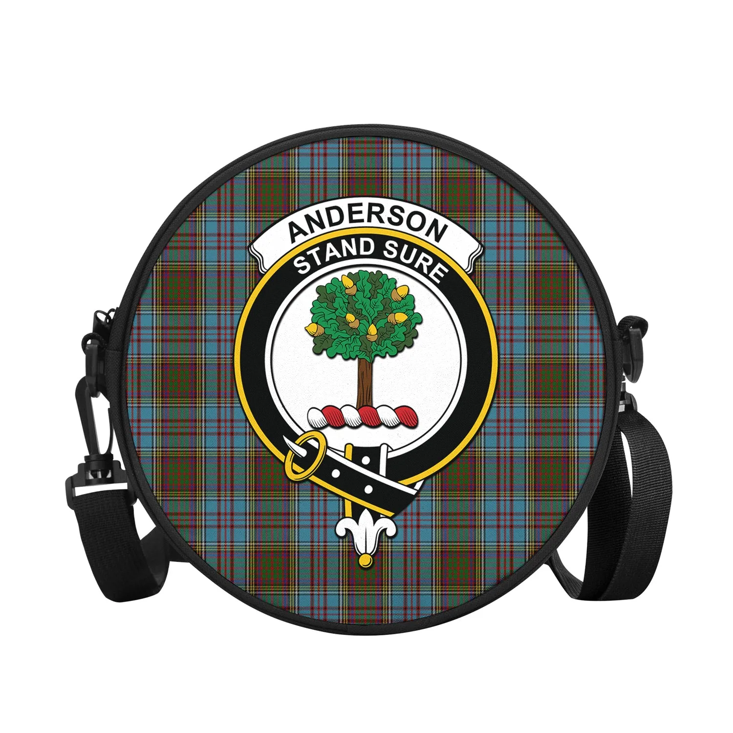 Anderson Tartan Round Satchel Bags with Family Crest