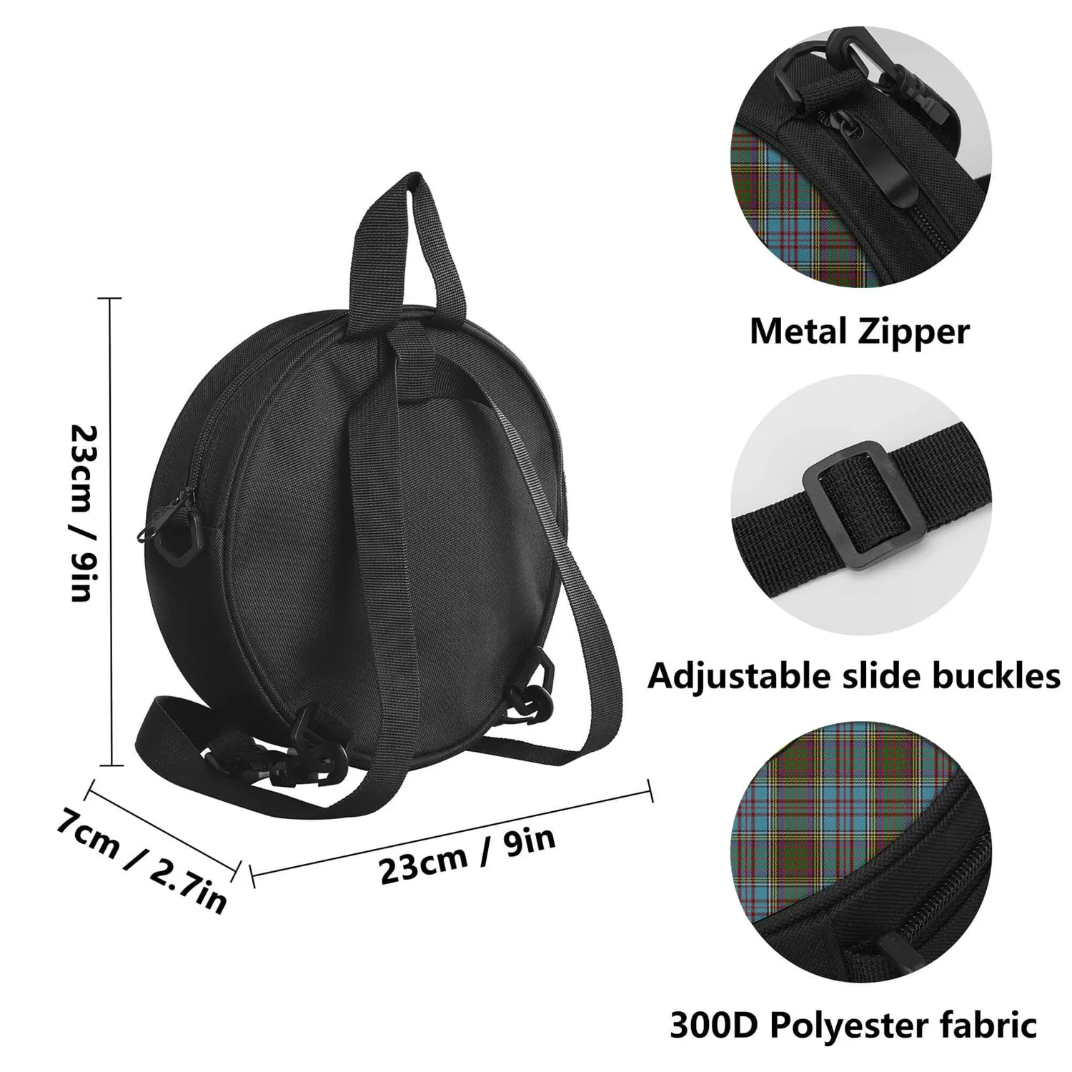Anderson Tartan Round Satchel Bags with Family Crest