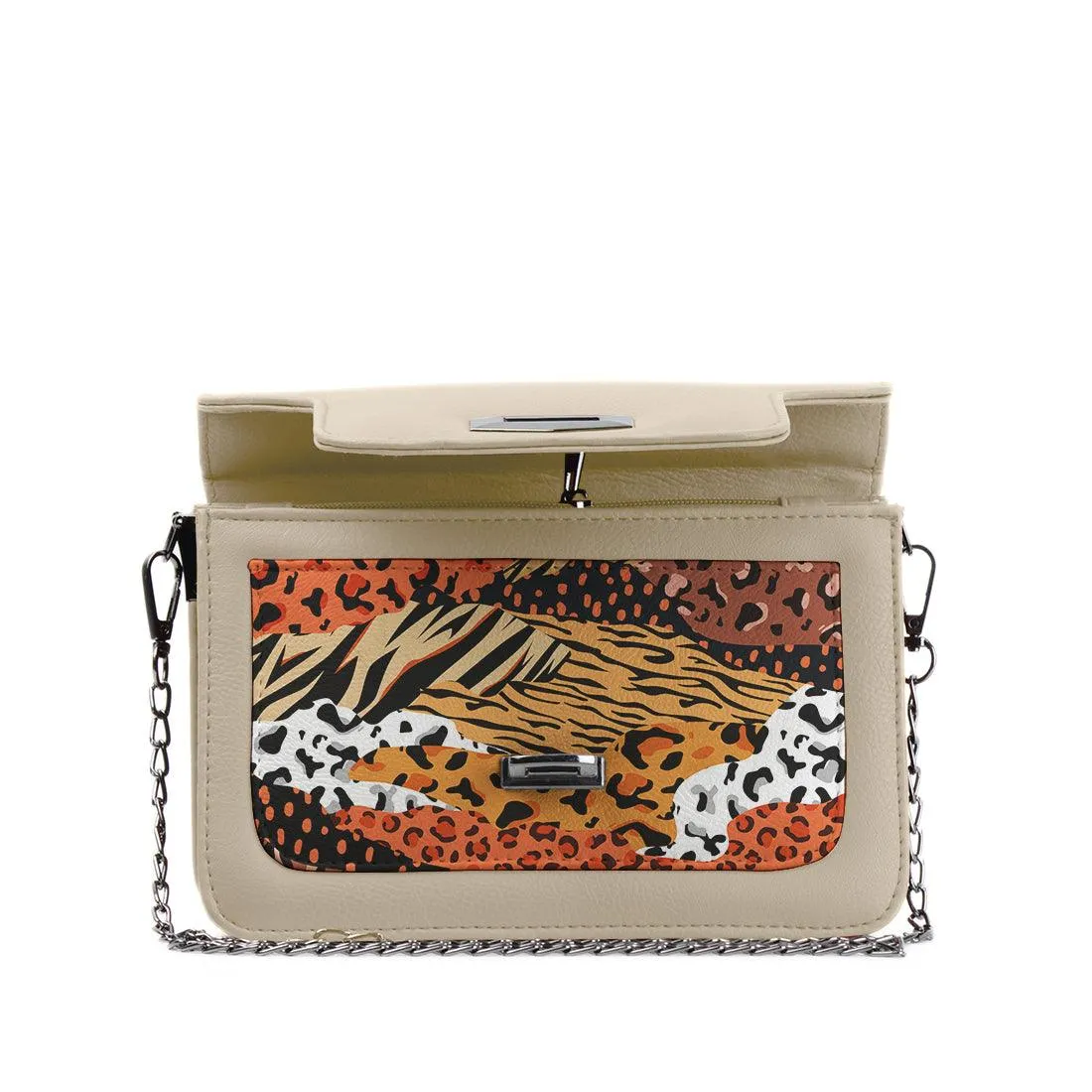 Beige Mini Embossed Chain Bag Skins