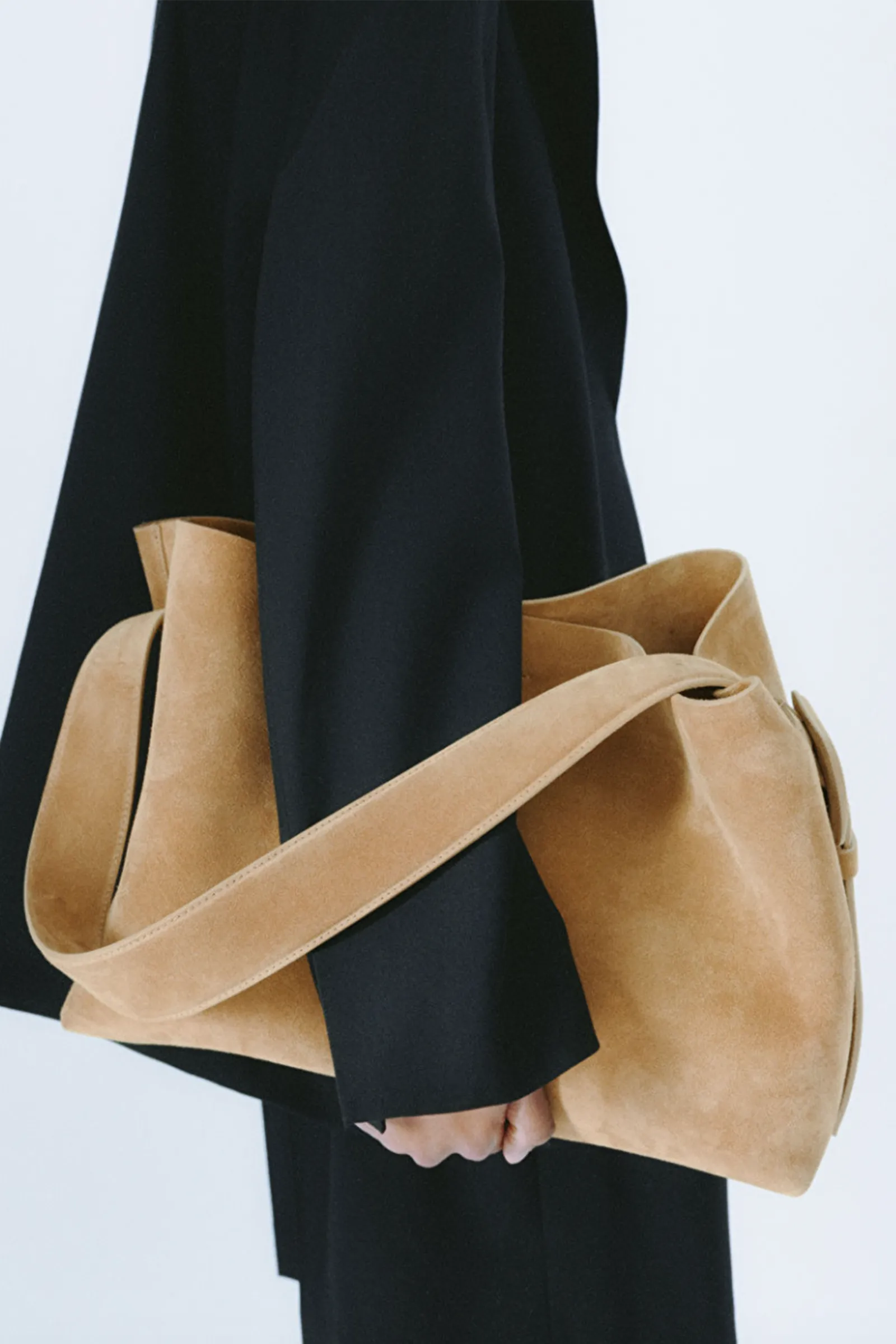 Beige Suede Shoulder Bag