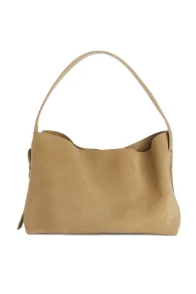 Beige Suede Shoulder Bag