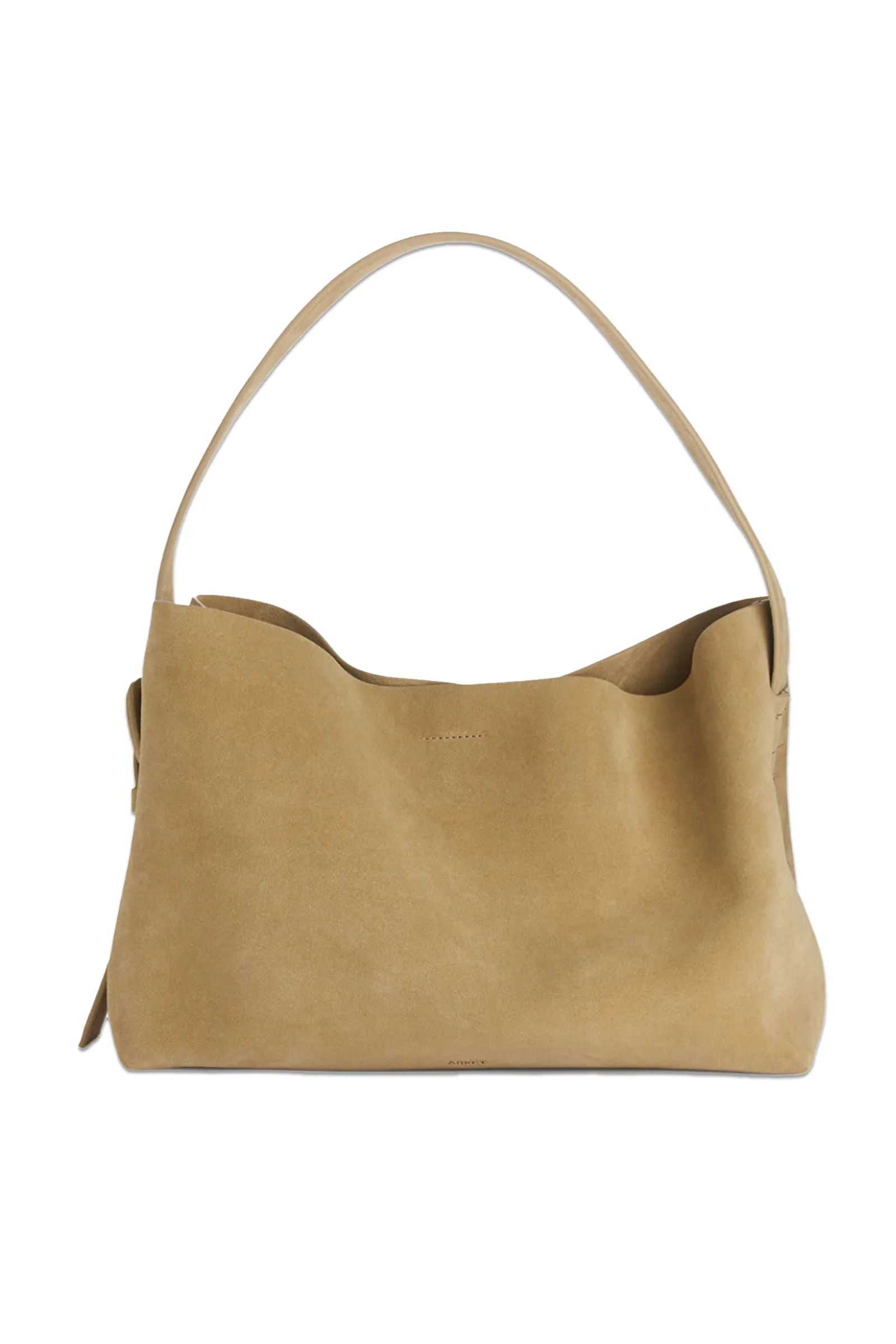 Beige Suede Shoulder Bag