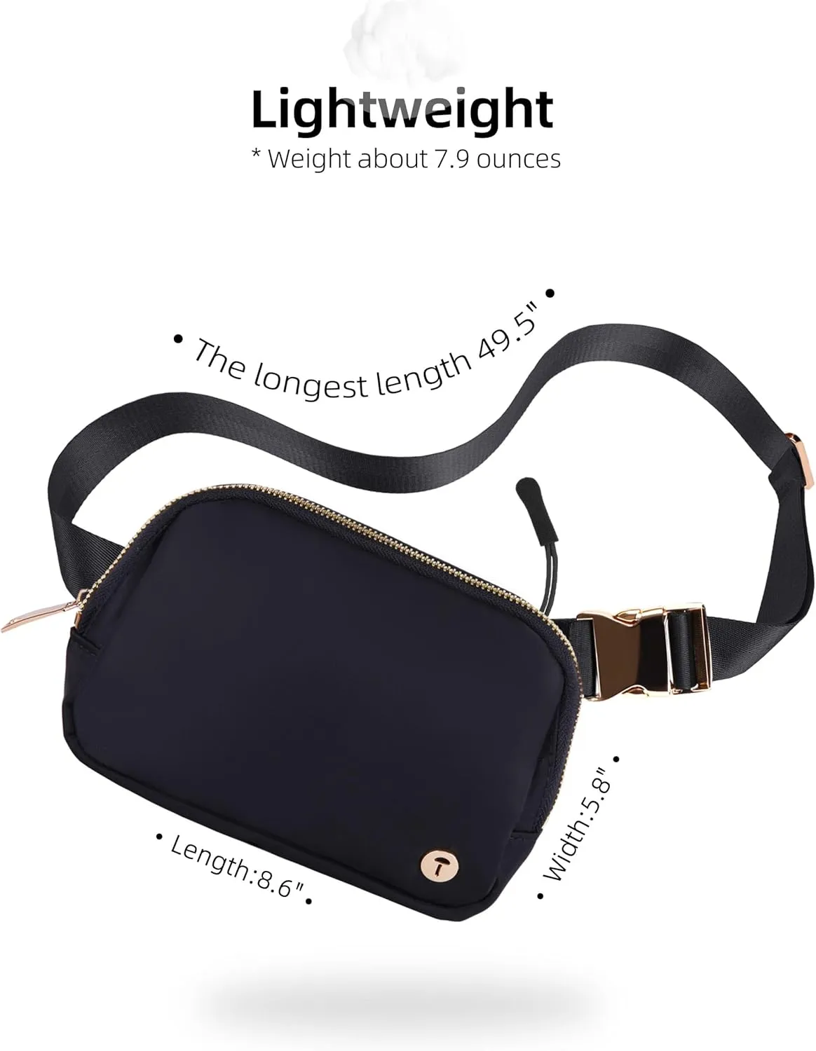 Belt Bag For Women Men Fanny Pack Crossbody Bag Fashionable Waist Packs Adjustable Strap Waterproof For Travel Walking Running Hiking Black Gold