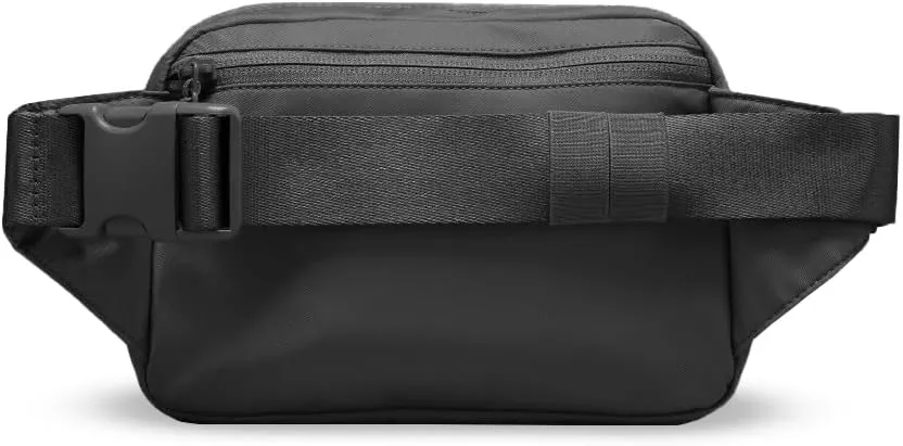 Black Fanny Pack 1L for Women with 2-way Zipper, Small Belt Bag with Adjustable Strap 53", Fashion Waist Bag with Multiple Pockets, Crossbody Bag for Travel Gym Running Hiking Cycling