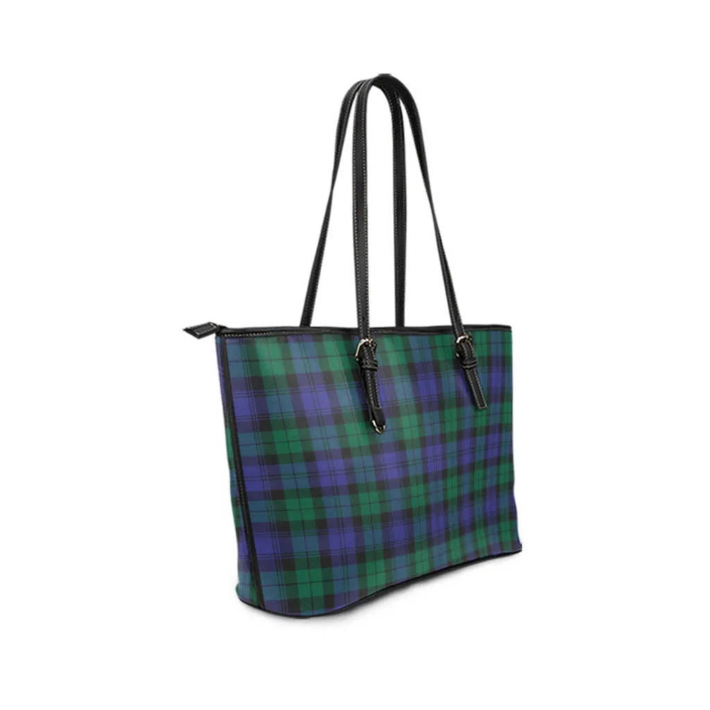Black Watch Modern Tartan Leather Tote Bag