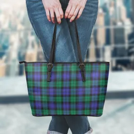Black Watch Modern Tartan Leather Tote Bag