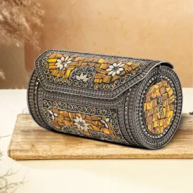 Bohemian Papillon Metal Clutch | Grey