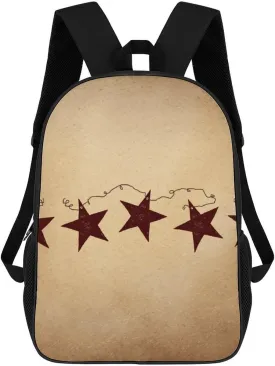 Brown Retro Star Primitive Countryside Lightweight And Large Capacity Casual Backpack Unisex