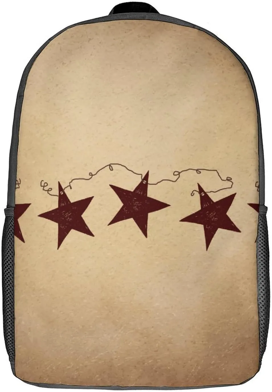 Brown Retro Star Primitive Countryside Lightweight And Large Capacity Casual Backpack Unisex