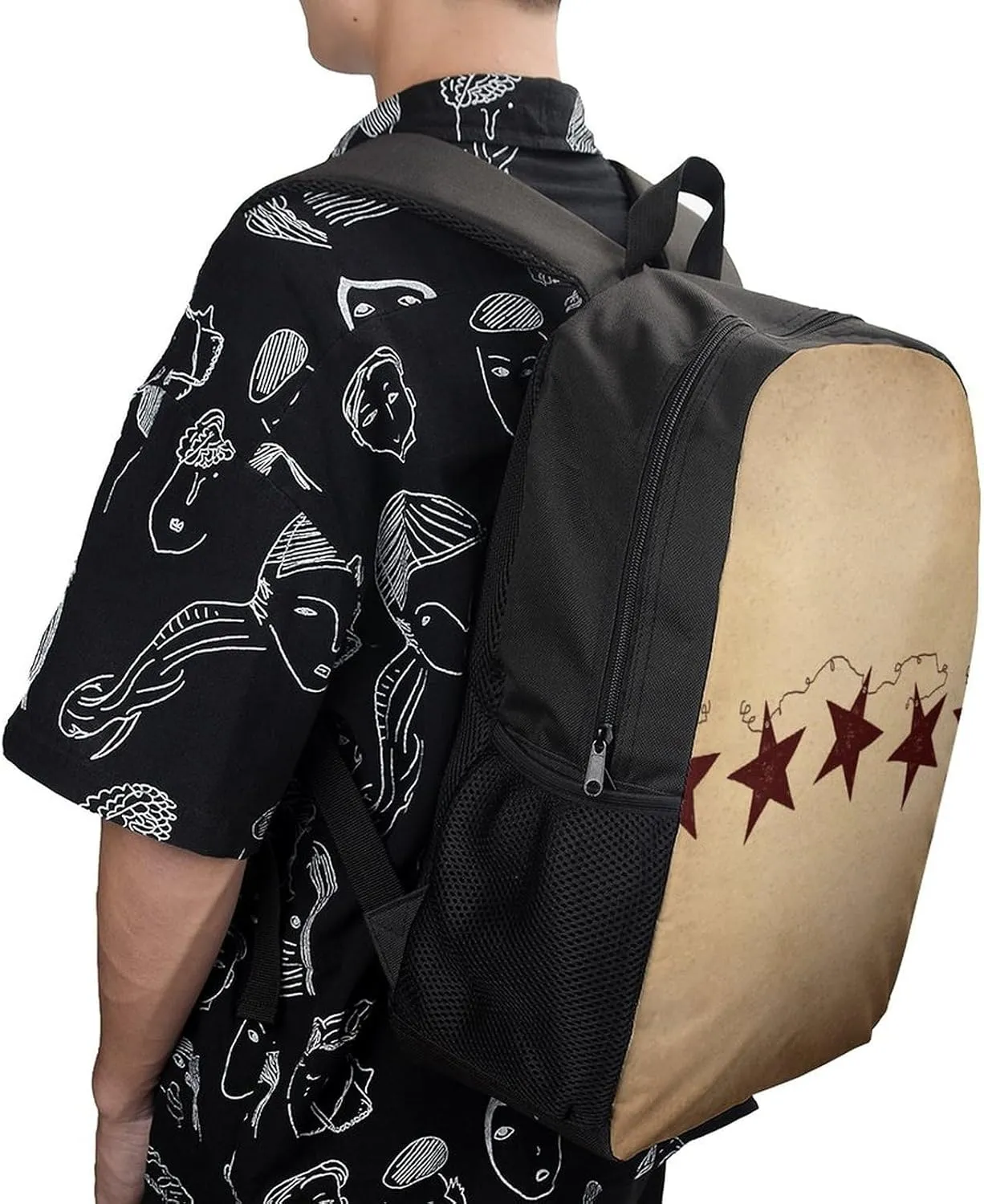 Brown Retro Star Primitive Countryside Lightweight And Large Capacity Casual Backpack Unisex
