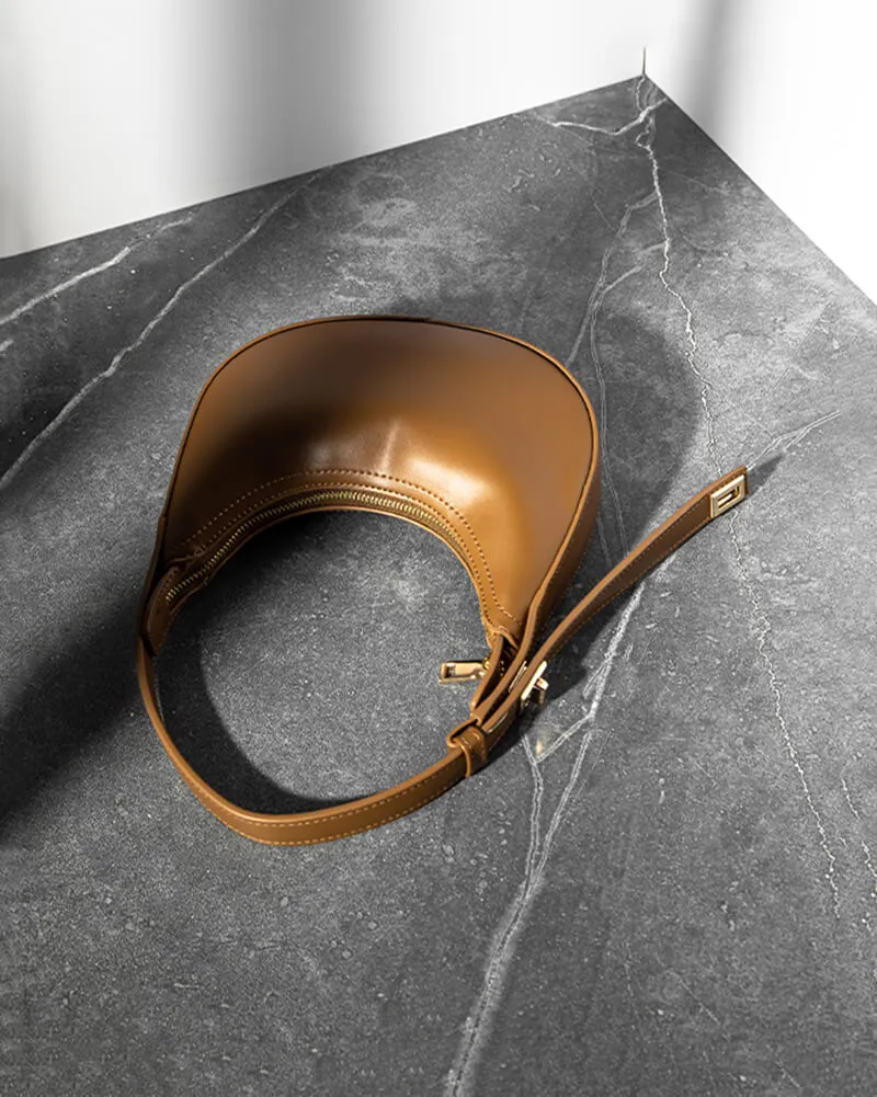 Buckle Strap Leather Shoulder Hobo Bag
