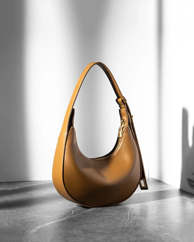 Buckle Strap Leather Shoulder Hobo Bag