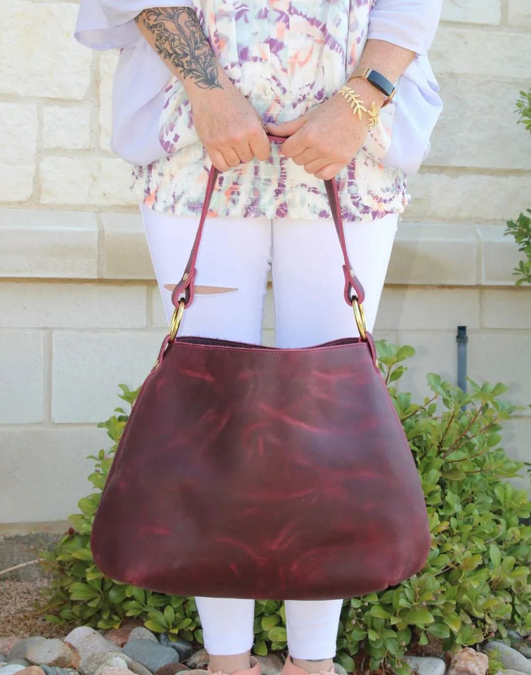 Burgundy Leather Hobo