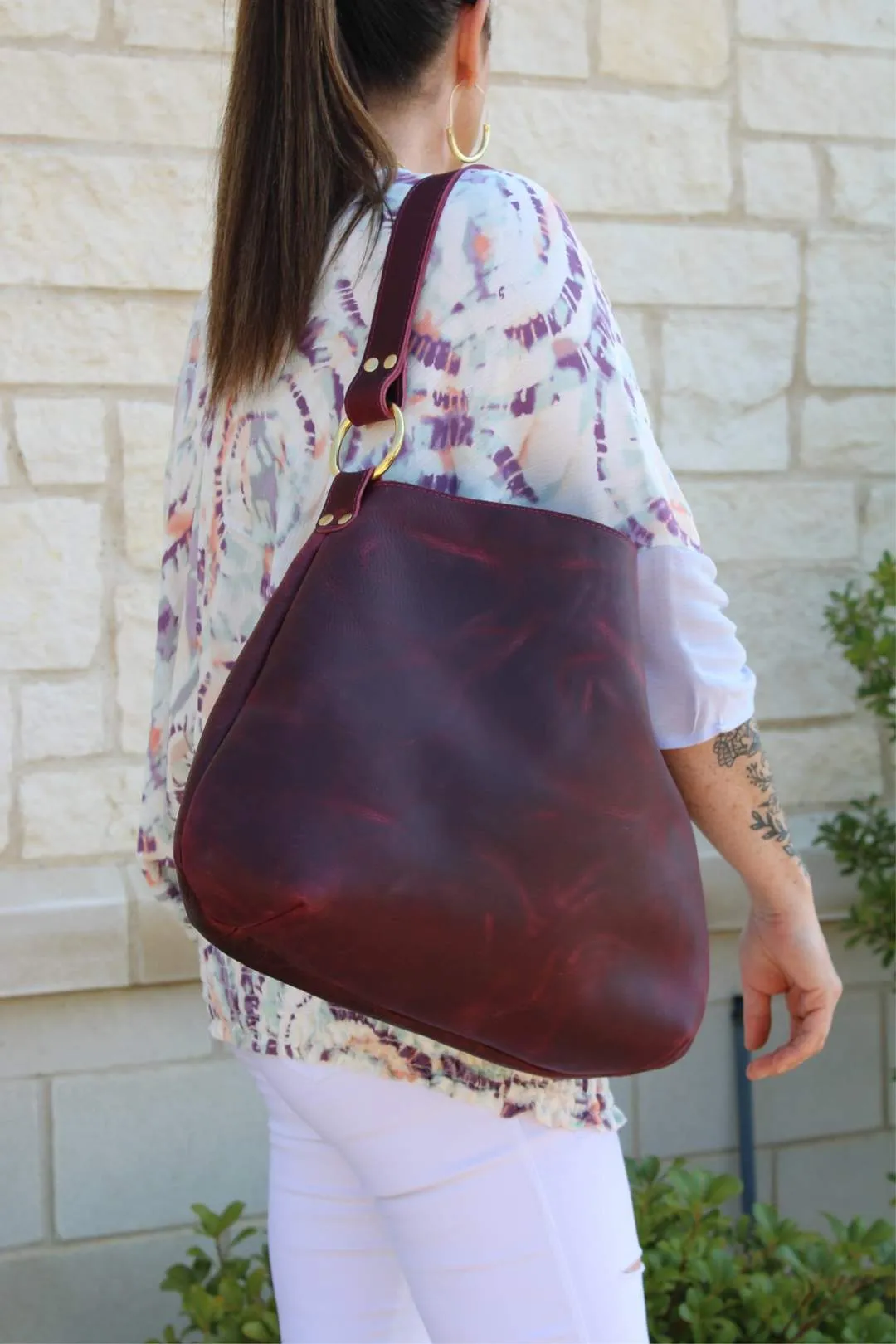 Burgundy Leather Hobo
