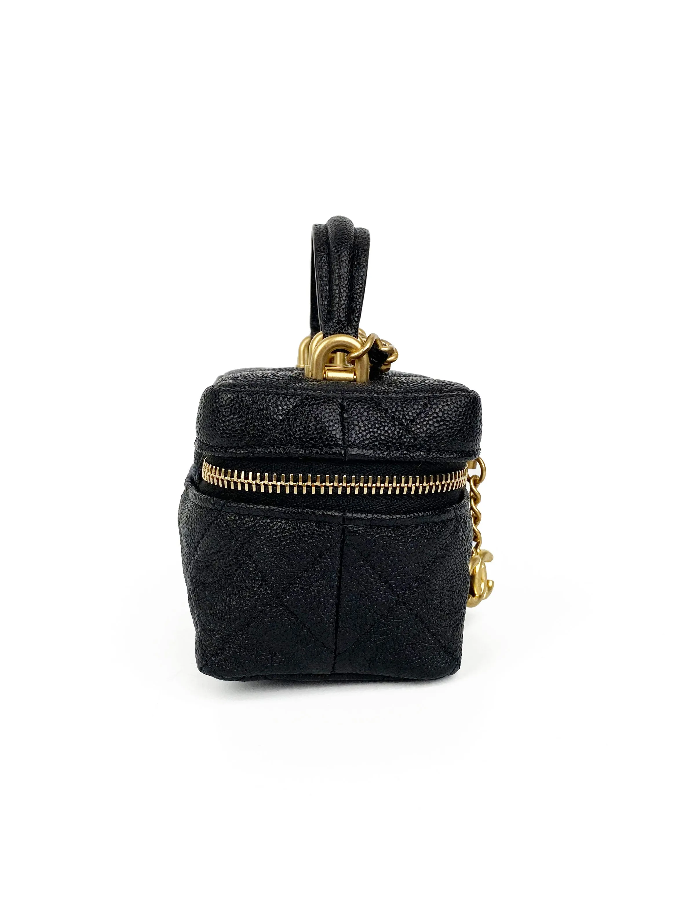 Chanel Black Quilted Caviar Mini Vanity Bag