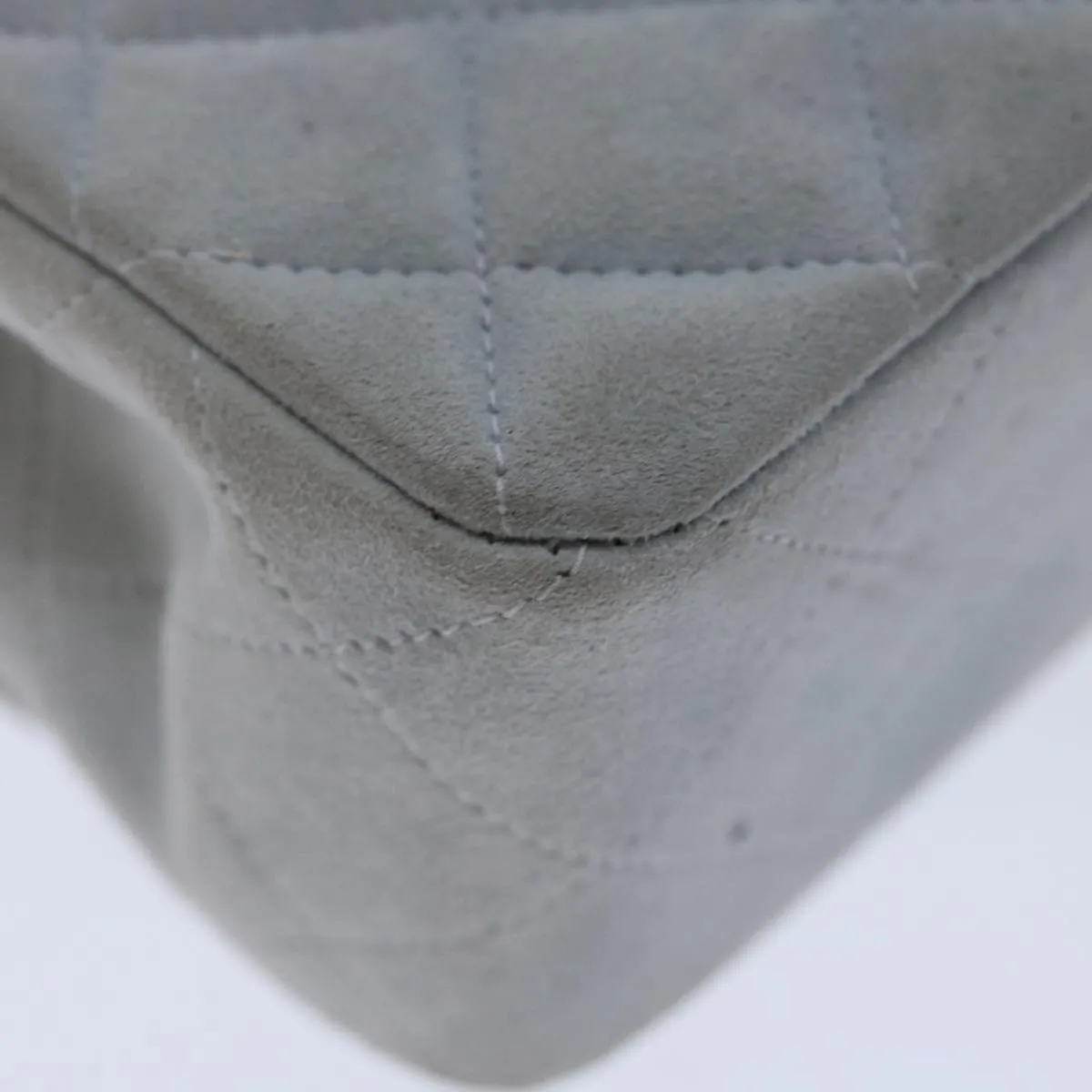 CHANEL Matelasse Chain Shoulder Bag Suede Light Blue CC Auth 69060A