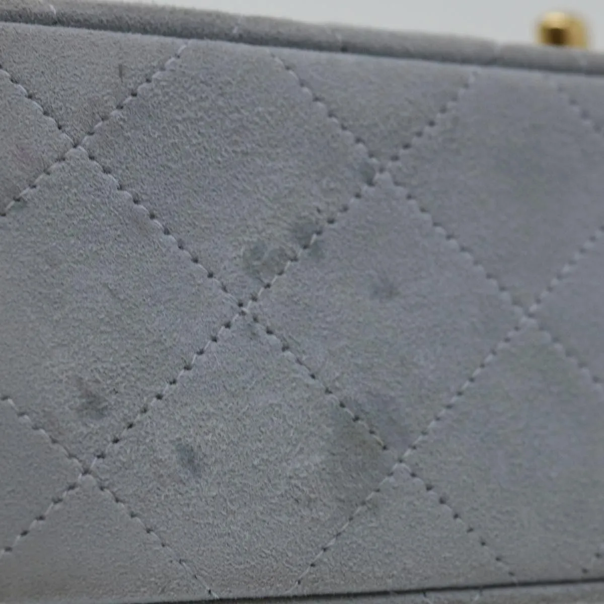 CHANEL Matelasse Chain Shoulder Bag Suede Light Blue CC Auth 69060A