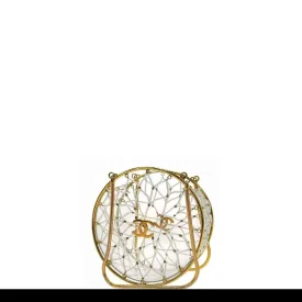 Chanel Minaudière Ultra Rare 1990 Beaded Gold Transparent Circle Micro Mini Bag Chanel Minaudière Ultra Rare 1990 Beaded Gold Transparent Circle Micro Mini Bag