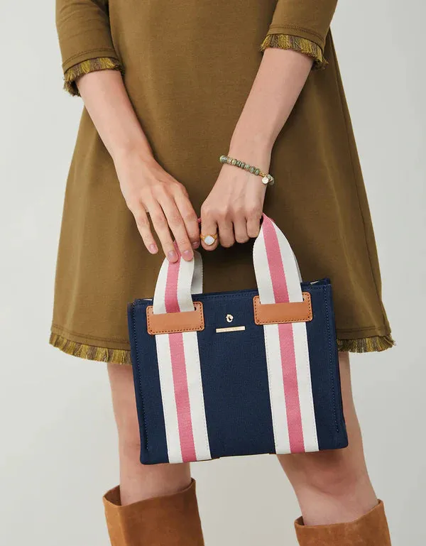 Charlie Crossbody Mini Navy Tote Stripe