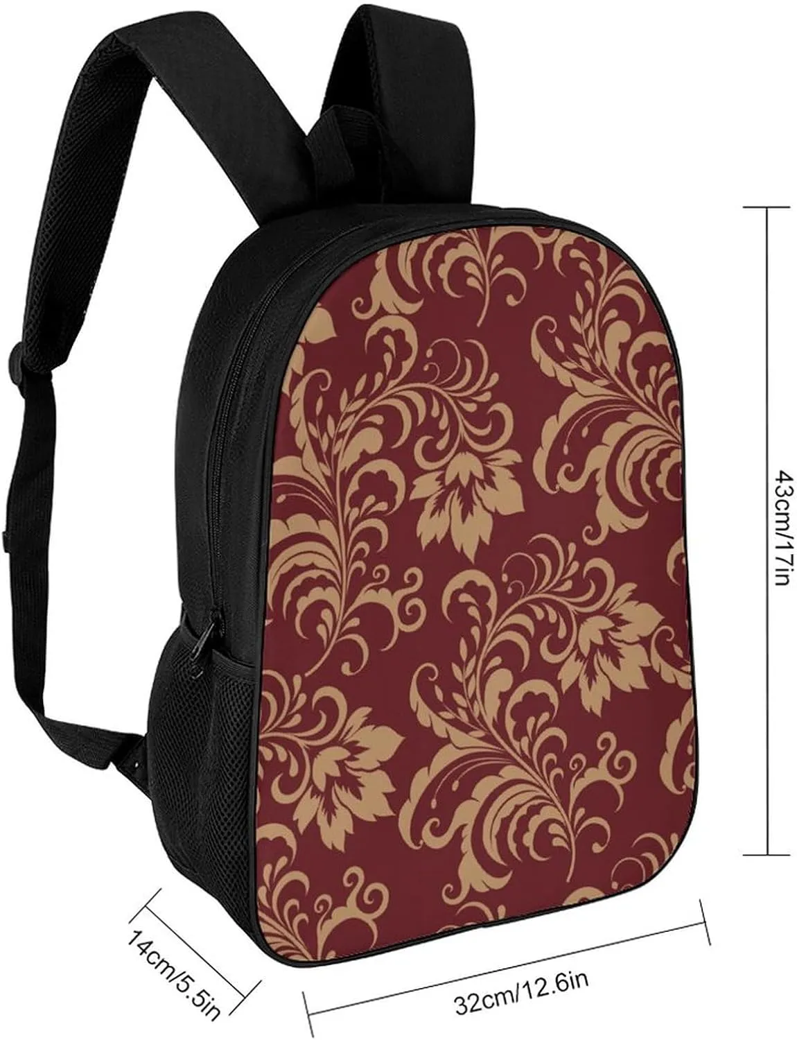 Chestnut Colored Flower Burgundy Lightweight And Large Capacity Casual Backpack Unisex