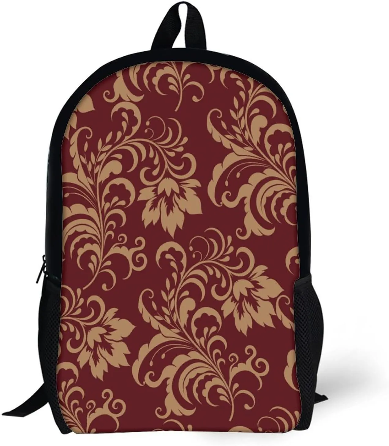 Chestnut Colored Flower Burgundy Lightweight And Large Capacity Casual Backpack Unisex