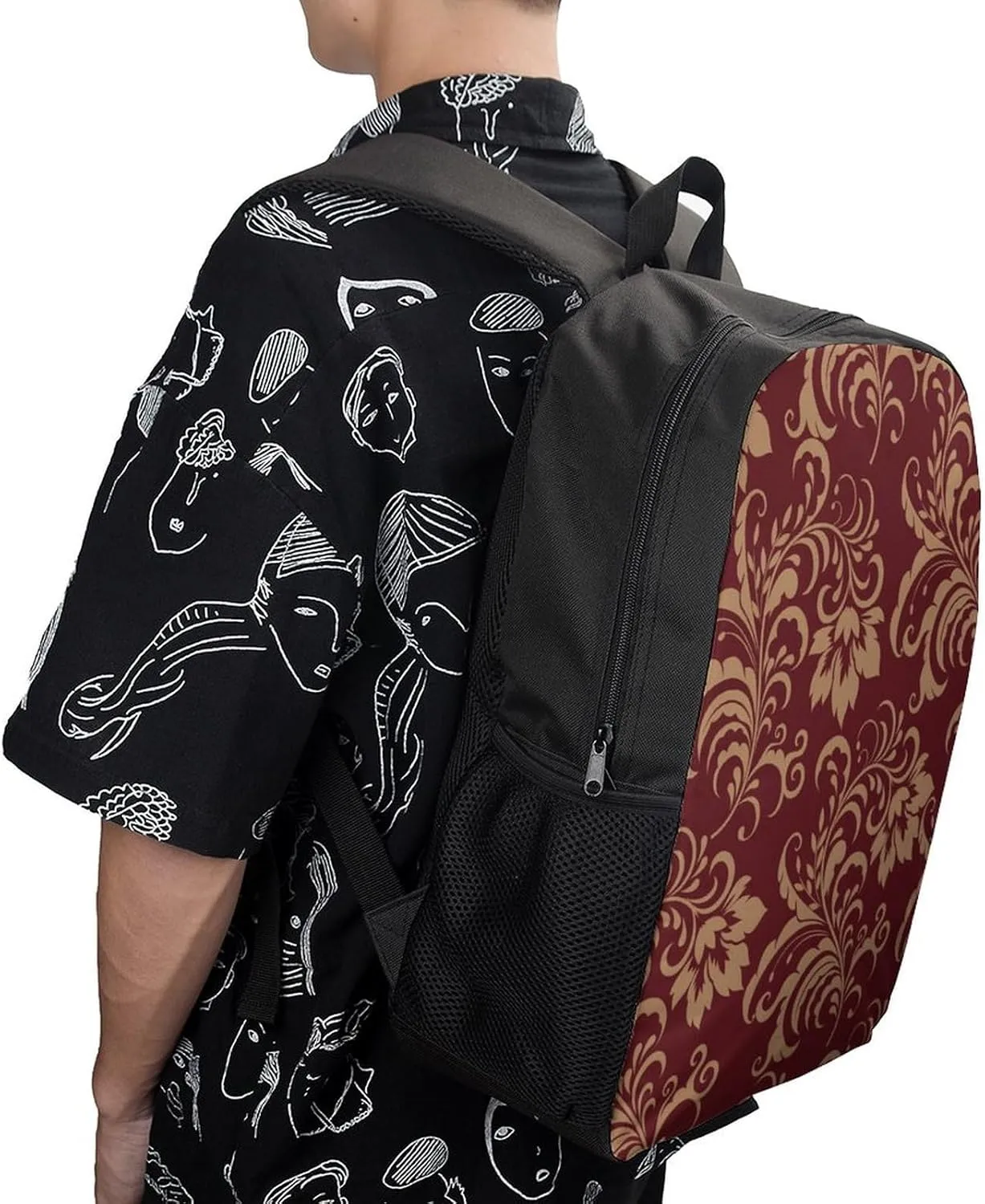 Chestnut Colored Flower Burgundy Lightweight And Large Capacity Casual Backpack Unisex