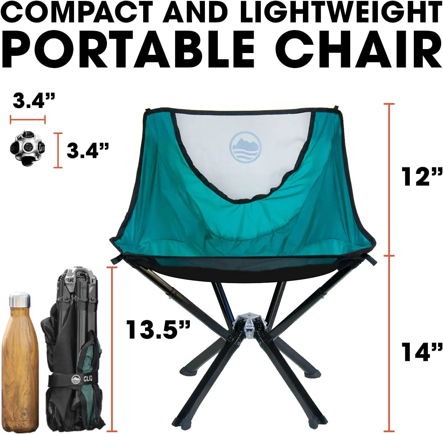 CLIQ Portable Chair - Lightweight Folding Chair for Camping - Supports 300 Lbs - Perfect for Outdoor Adventures