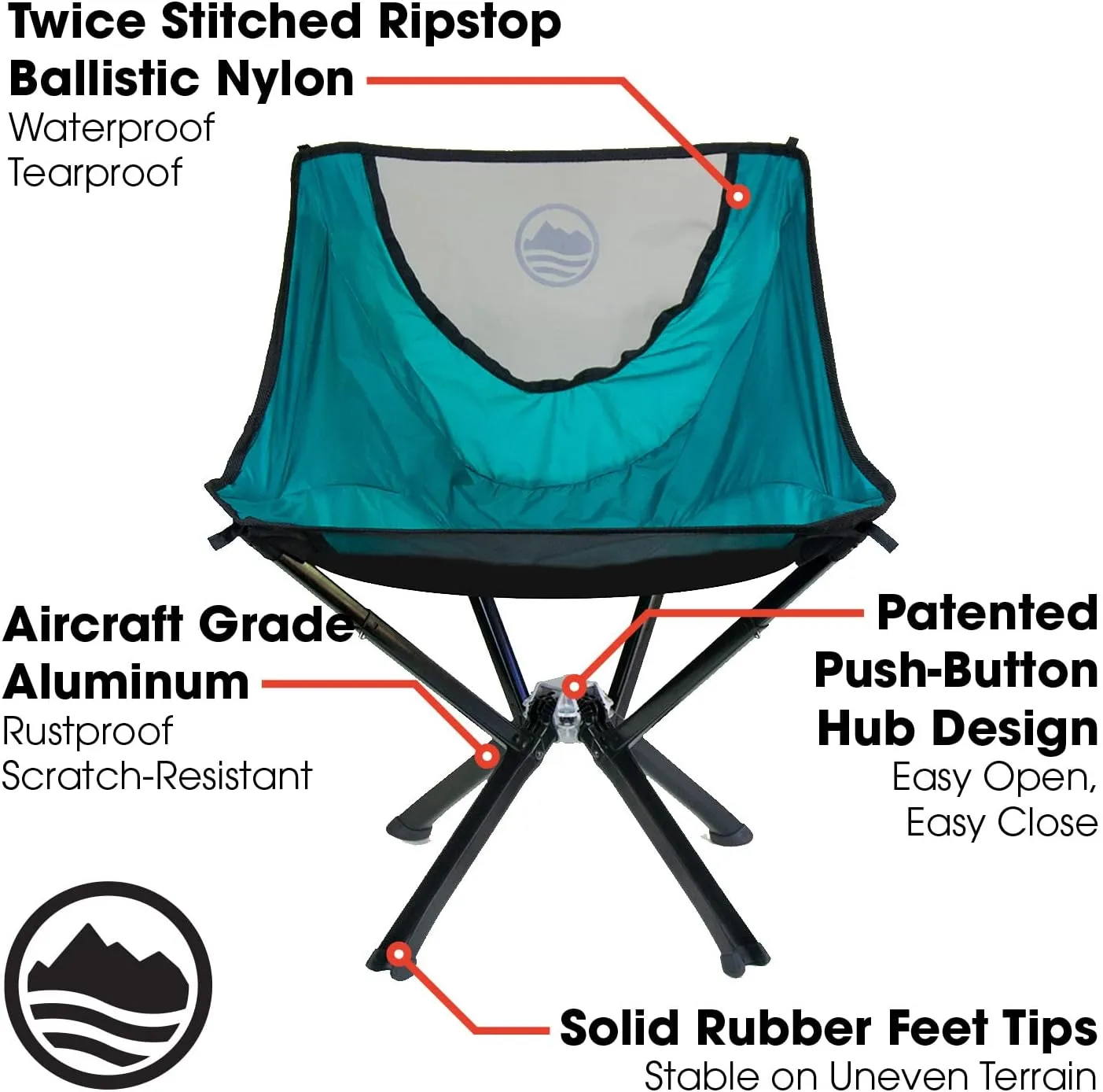 CLIQ Portable Chair - Lightweight Folding Chair for Camping - Supports 300 Lbs - Perfect for Outdoor Adventures