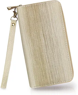 Clutch Wallet for Women, Gradient Color Multi Slot Women's Wallet with Double Zippers and Detachable Wristband