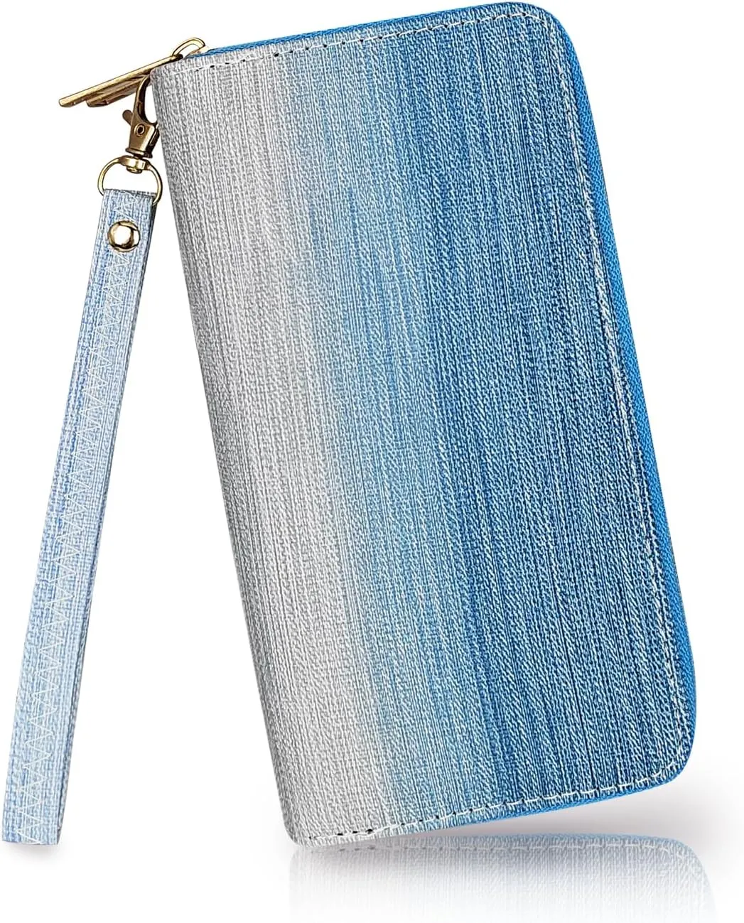 Clutch Wallet for Women, Gradient Color Multi Slot Women's Wallet with Double Zippers and Detachable Wristband