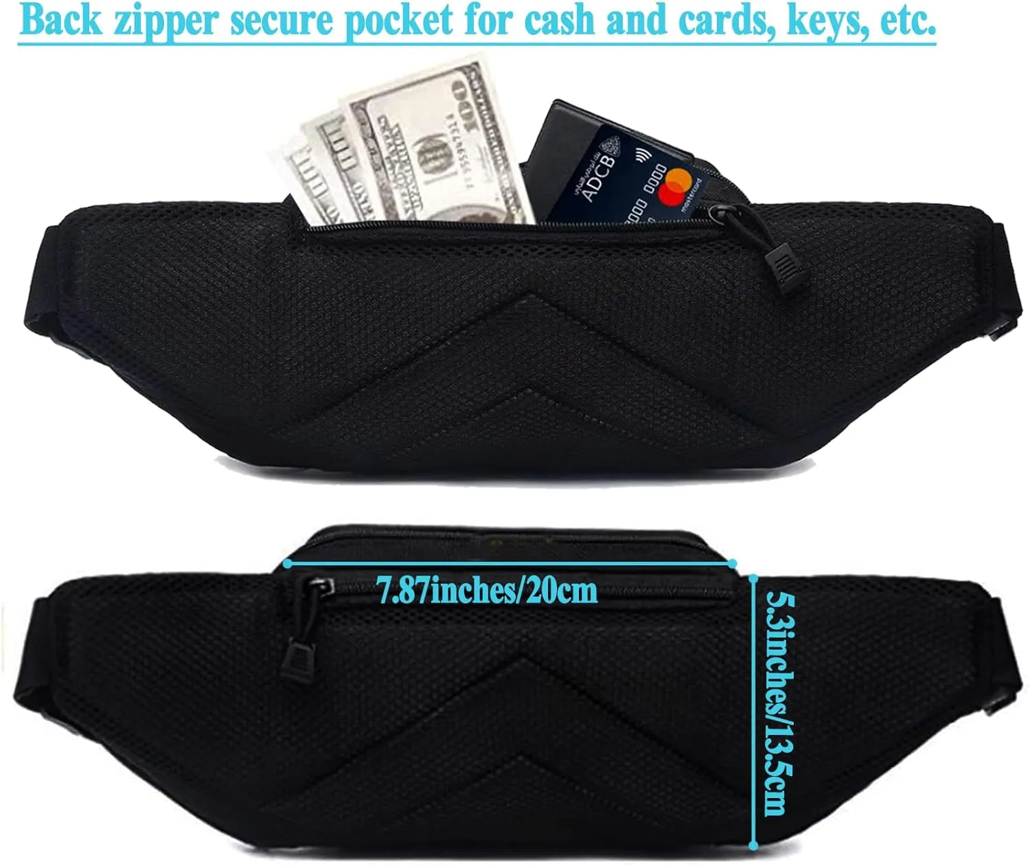 Concealed Pistol Fanny Pack Tactical Waist Bag Carry Gun Holster Fits Handgun, 1911 and More with U.S Patch (1 Pack Black)