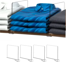 Cq acrylic Shelf Dividers for Closet Organization - 4 Pack Closet Shelf Organizer for Wood Cupboard,Shelves - T Shirt,Bag,Purse Dividers,Handbag Organizer,Plastic Shelf Separators for Sweater,Tshirt