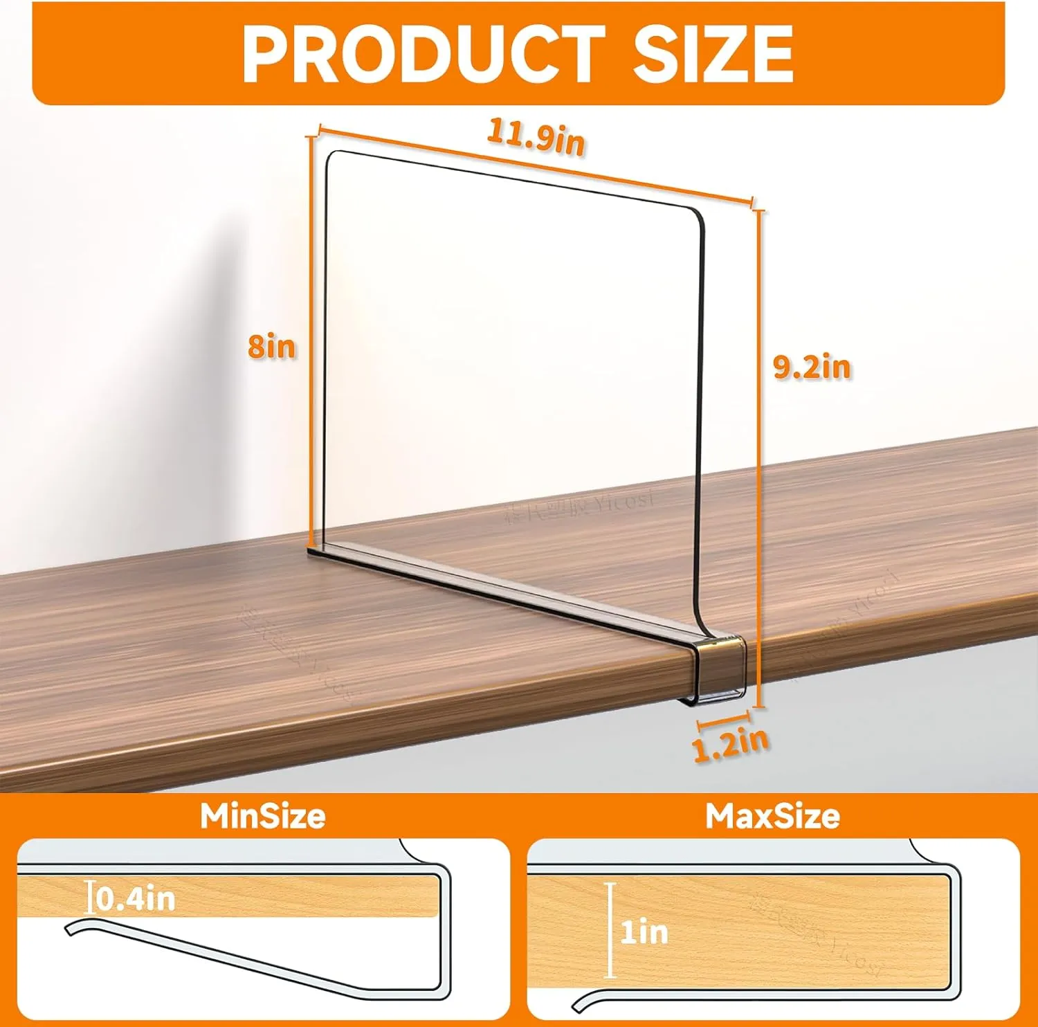 Cq acrylic Shelf Dividers for Closet Organization - 4 Pack Closet Shelf Organizer for Wood Cupboard,Shelves - T Shirt,Bag,Purse Dividers,Handbag Organizer,Plastic Shelf Separators for Sweater,Tshirt
