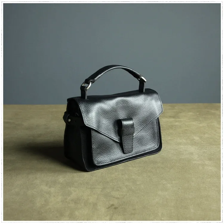 Cute Dark Gray Mini Leather Womens Satchel Handbag Small Satchel Shoulder Bag Small Satchel Bag for Women