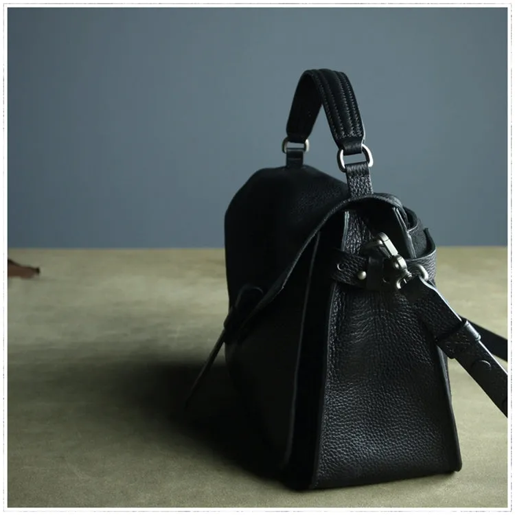 Cute Dark Gray Mini Leather Womens Satchel Handbag Small Satchel Shoulder Bag Small Satchel Bag for Women