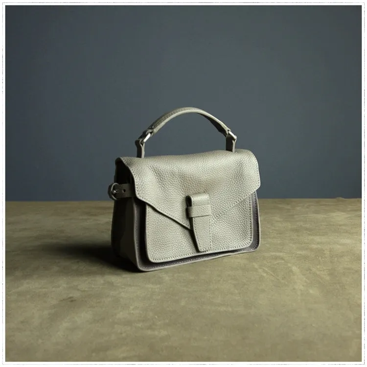 Cute Dark Gray Mini Leather Womens Satchel Handbag Small Satchel Shoulder Bag Small Satchel Bag for Women