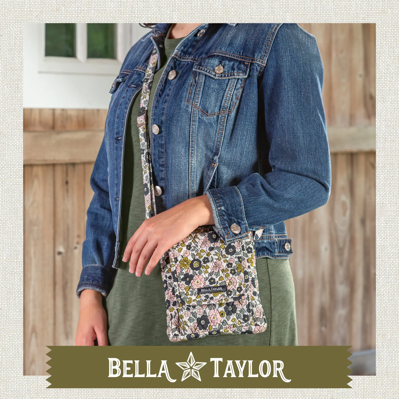 Delicate Floral Charcoal Mini Crossbody