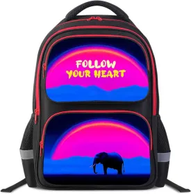 Elephant Animal Kids Backpack for Boys and Girls, Kids Bookbag for Elementary and Middle School, 17" Student Back Pack for Children Age 6-18 Back to School