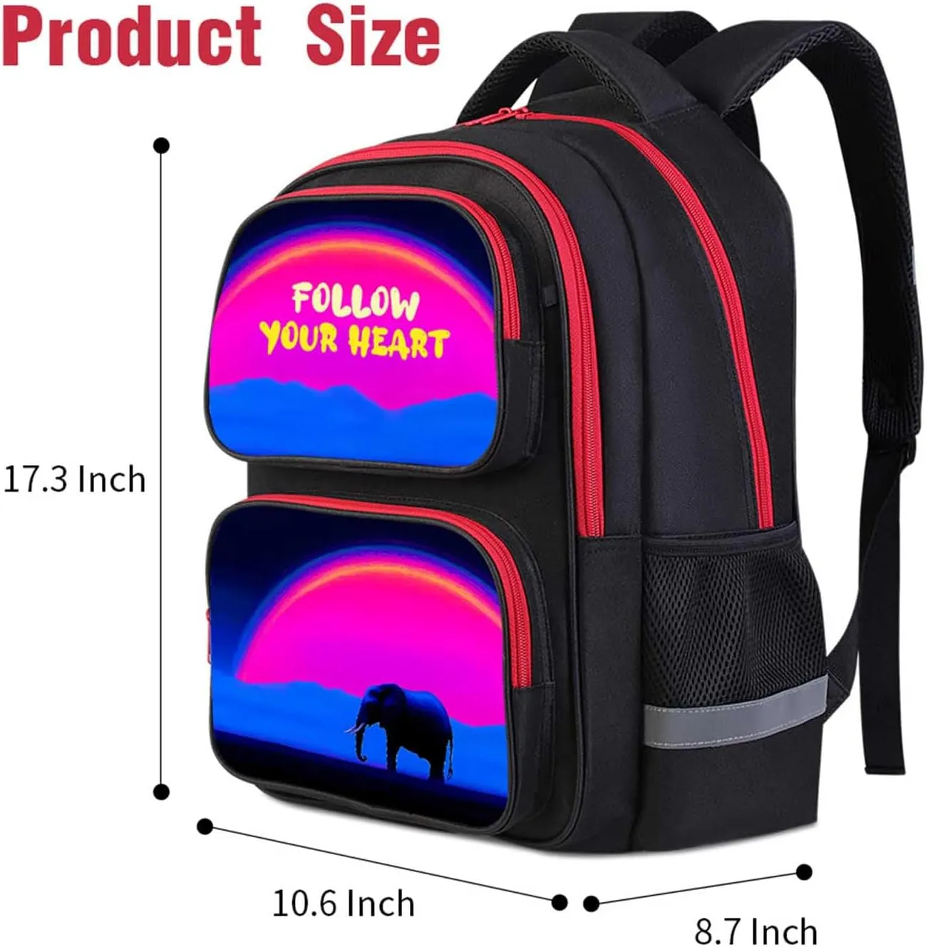 Elephant Animal Kids Backpack for Boys and Girls, Kids Bookbag for Elementary and Middle School, 17" Student Back Pack for Children Age 6-18 Back to School