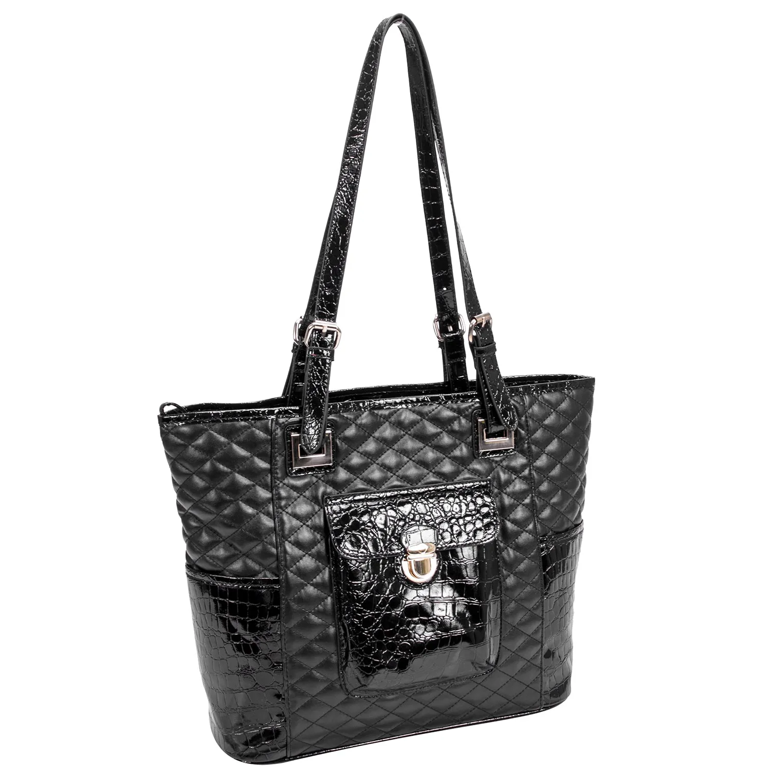 FARRAH | Quilted Croco Faux Leather Tote
