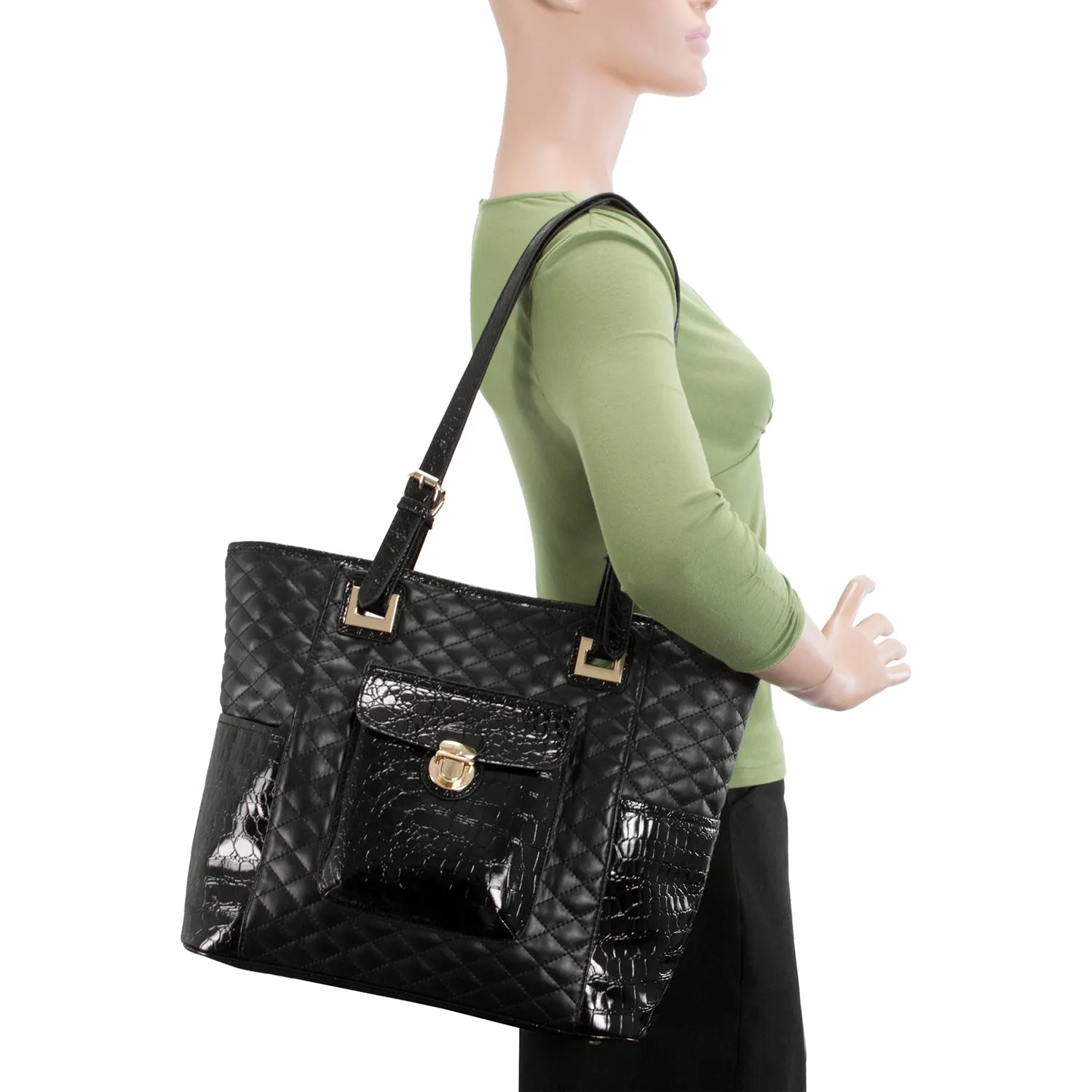 FARRAH | Quilted Croco Faux Leather Tote