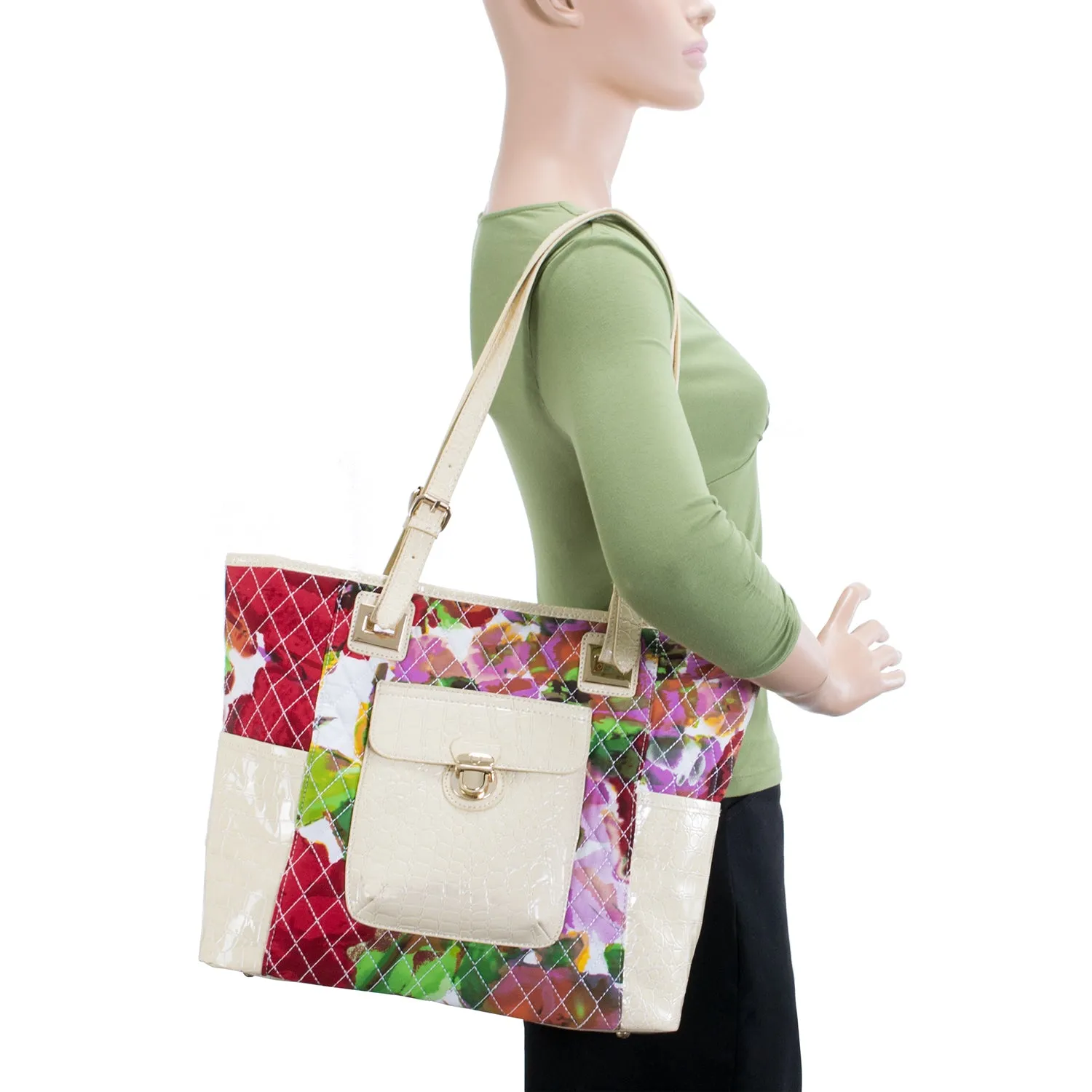 FARRAH | Quilted Croco Faux Leather Tote