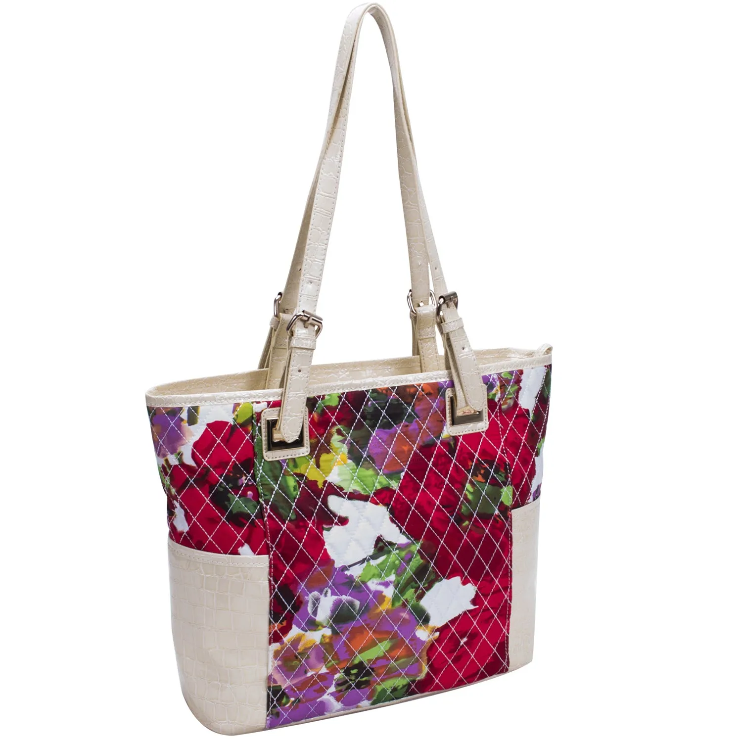 FARRAH | Quilted Croco Faux Leather Tote