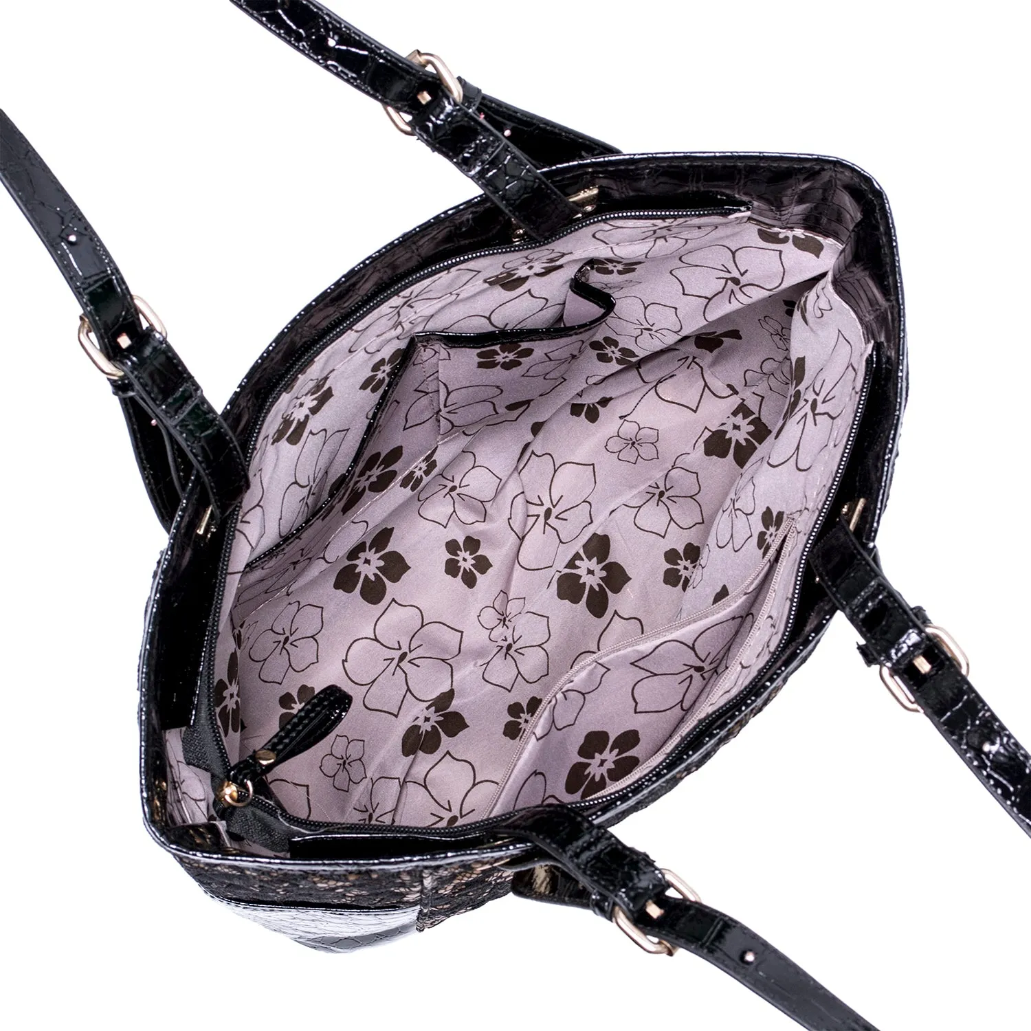 FARRAH | Quilted Croco Faux Leather Tote