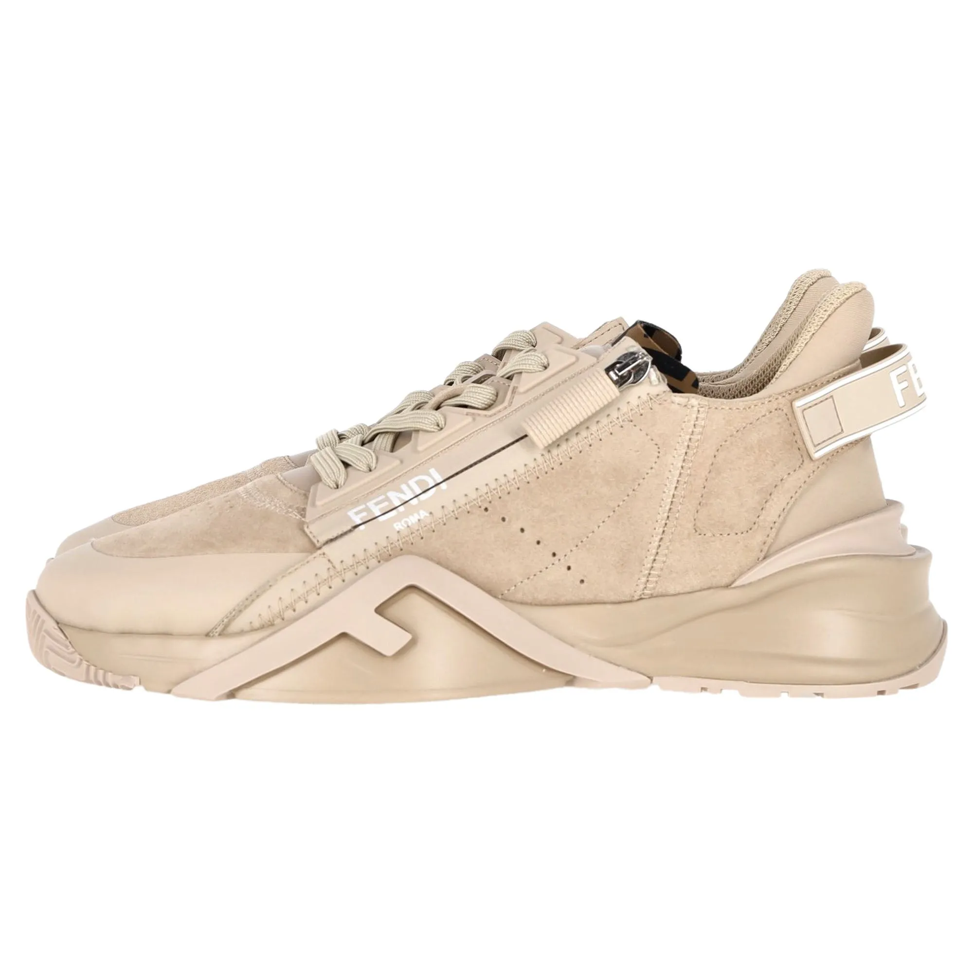 Fendi Flow Low-Top Sneakers in Nude Suede